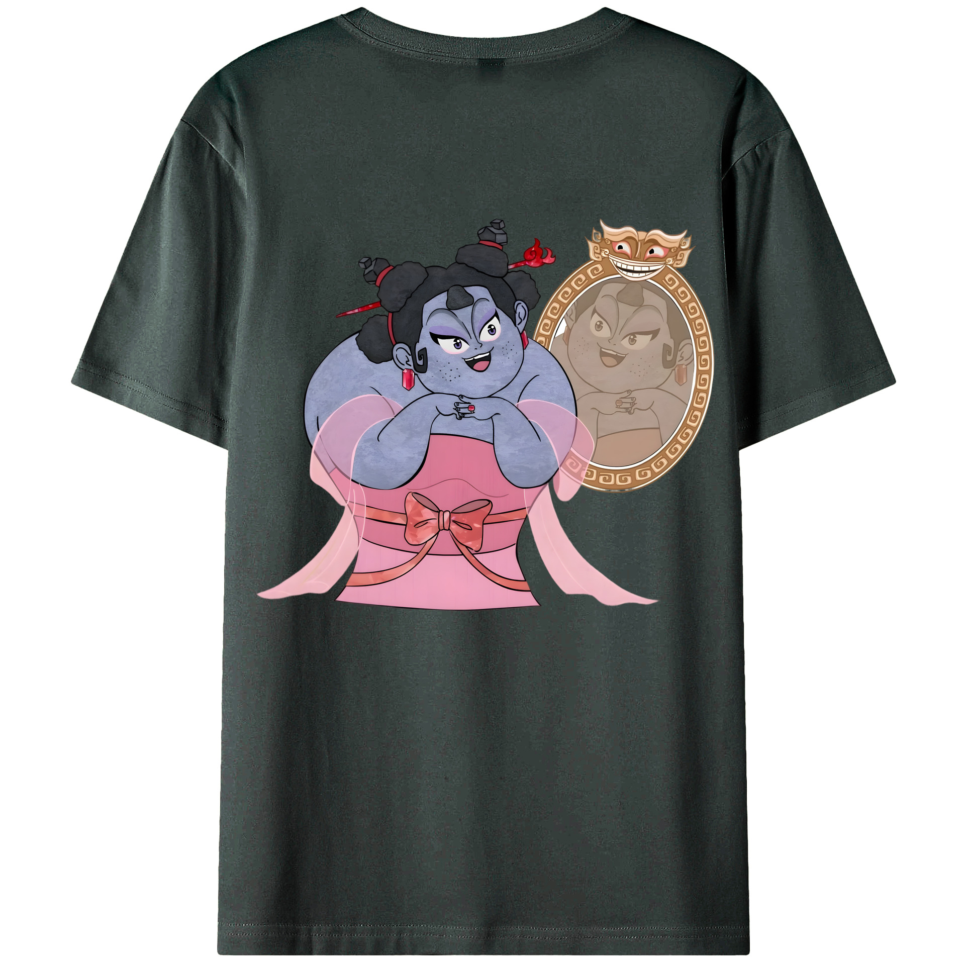 （画像用） Ne Zha 2 ナタ 魔童の大暴れ 綿100％ メンズ半袖Tシャツ（バックプリント） 通気性